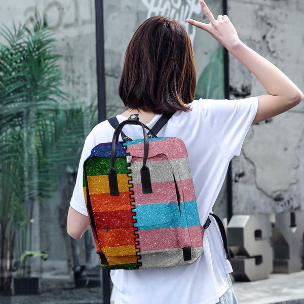

3d portable backpack three piece set lgbt trend and fashion bag for men women bookbag pride 230522