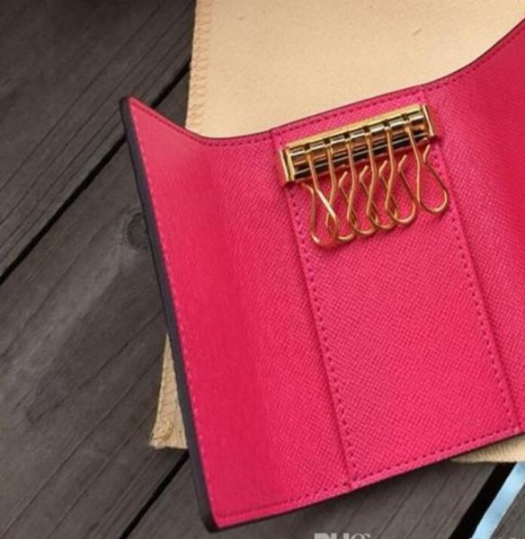 

lb03 new women men classic 6 key holder cover keychain men with boxdust bag card key ring 7 colors1407083, Red;blue