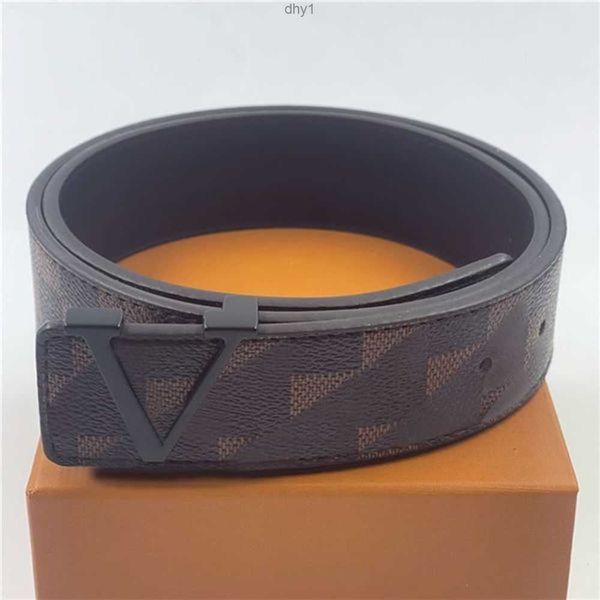 

designer belt fashion luxury plaid presbyopia striped leather men and women belts 3.8cm wide with box aaa 9hboh, Black;brown