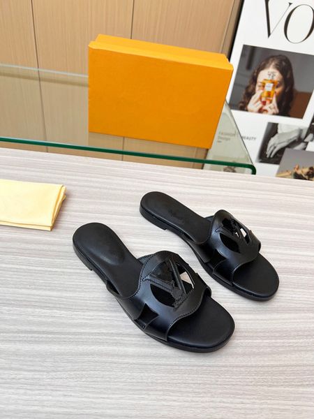 

2023 luxury designer women slippers summer miller fashion new non-slip flat sandal open toes flat 0516, Black