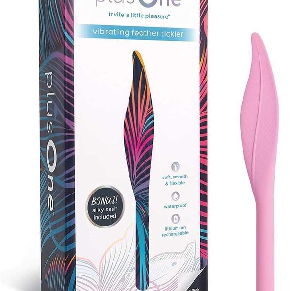 

factory outlet plusone vibrating feather tickler with silk smooth purple