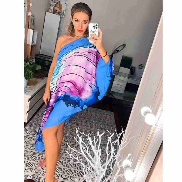 

women's swimwear 2023 new one shoulder caftan asymmetrical cover up dress women summer flowy jumpsuit beach wear swim suit cover-ups j2, White;black
