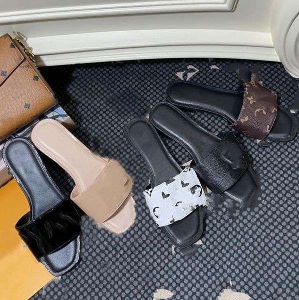 

shake flat mule patent calf leather slipper women lambskin sandals metal embossed chunky heel sandal summer dress mules slide 05, Black