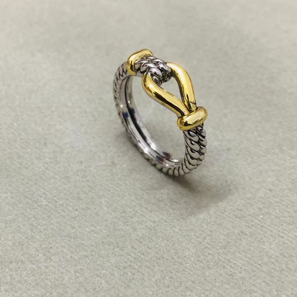 

rings dy twisted two-color cross ring women fashion platinum plated black thai silver selling jewelry luxury ring, Slivery;golden
