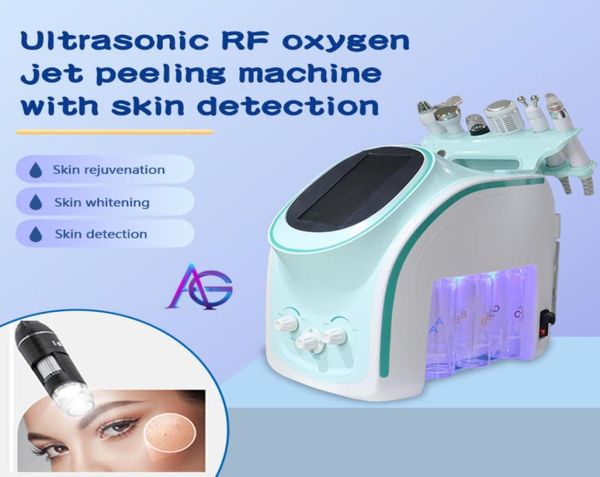 

6 in 1 skin analyzer hydrafacial dermabrasion machine oxygen jet hydra facial peeling ultrasonic scrubber rf face lift microdermab6494195, Black;white