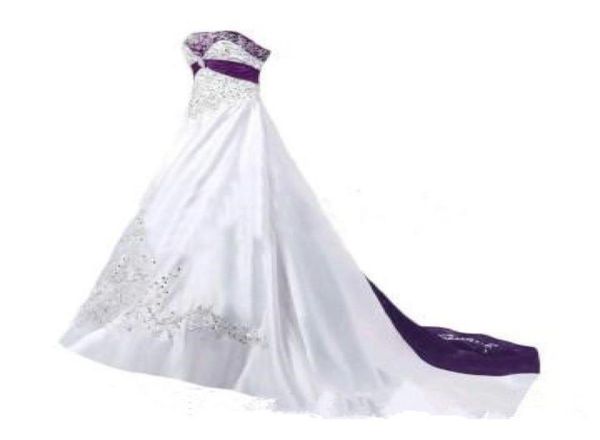 

purple and white wedding dresses 2019 sweetheart corset laceup back sweep train lace embroidery church garden wedding gown 074578