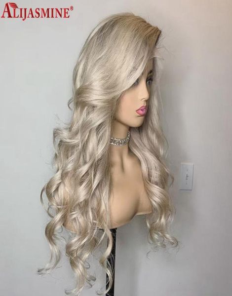 

lace wigs ash blonde for women human hair loose deep wave front wig colored grey hd transparent frontal3804816, Black;brown