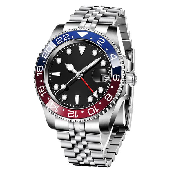 

factory watch gmt pepsi mechanical watches 40mm sapphire glass steel band luminous waterproof movement business classic style wristwatches m, Slivery;brown