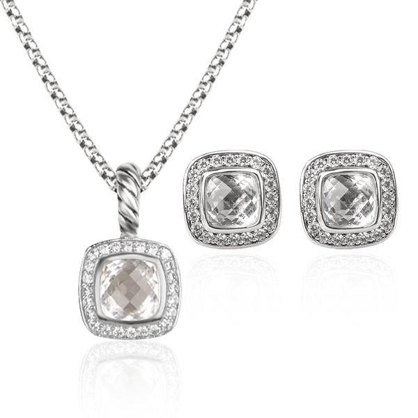 

necklace dy twisted women earrings set 18k gold plated white z luxury and designer diamond jewelry stud earrings wedding jewelry, Silver