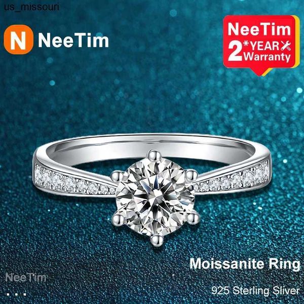 

band rings neetim real 3 moissanite wedding ring for women 925 sterling silver round brilliant lab diamond engagement rings gift j230522