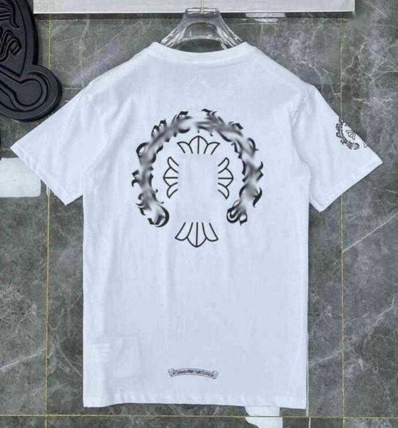 

fashion mens classic t shirts brand t-shirts ch white short sweater casual embossed letter horseshoe sanskrit cross pattern designersguizzlz