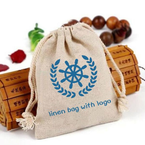 

anklets 50pcs linen bag jewelry packaging natural linen drawstring pouch jute makeup party storage gift bags wrapping personalized, Red;blue