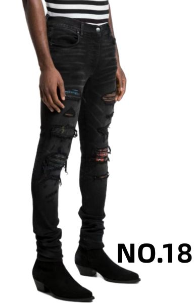 

am jeans designer mens skinny desig 22 colors pants long hippop sticker embroidery slim denim straight streetwear skinny wholesale 30-40 g00, Black