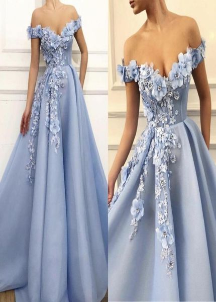 

charming blue evening dresses 2020 aline off the shoulder flowers appliques dubai saudi arabic long evening gown prom dress1001969, Black