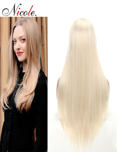 

nicole 24 inches middle part fashion soft synthetic long straight wigs blonde color cosplaydaily wig high temperature fiber 7776496, Black
