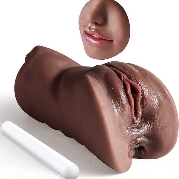 

factory outlet 3-in-1 device realistic pocket cat dry stick mansbatee double headed toy with mouth tongue texture and male tightness (black)