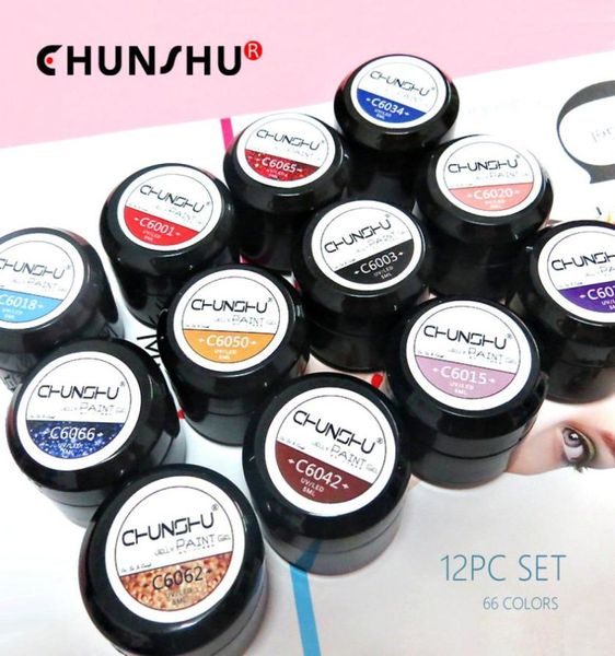 

chunshu 12pc uvnail gel varnish painting gel nail polish for nail art all for manicure soak off semipermanent uv varnish kit9432470, Red;pink