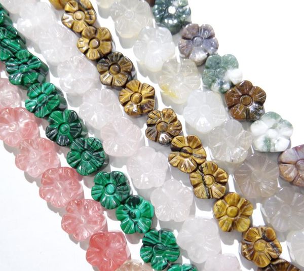 

crystal natural tiger eye stone crystal malachite 15*15mm sculptured plum blossom loose beads for diy jewelry making bracelet necklace
