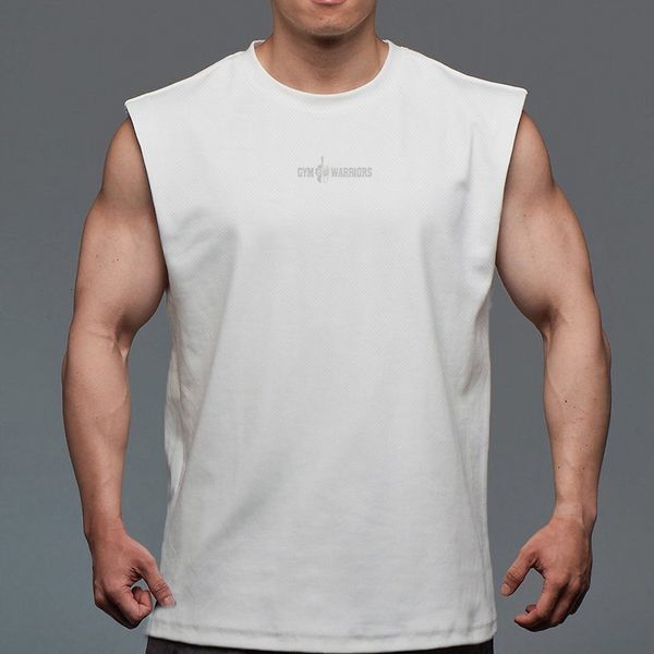 

men  tank summer mesh mens workout bodybuilding and fitness singlets quick dry vest gym clothing muscle sleeveless shirt 230522, White;black