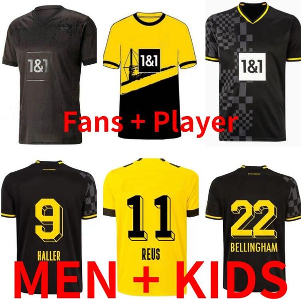 

22 23 24 dortmund soccer jerseys fans player 2023 2024 haaland reus football shirts bellingham men kids reyna brandt emre can haller guerrei, Black;yellow