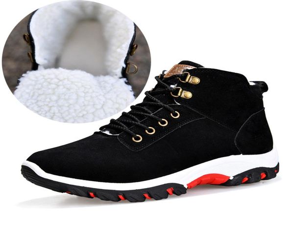 

oudiniao warm ankle snow winter boots men plush warm winter men shoes round toe snow winter shoes men cj1912053033695, Black