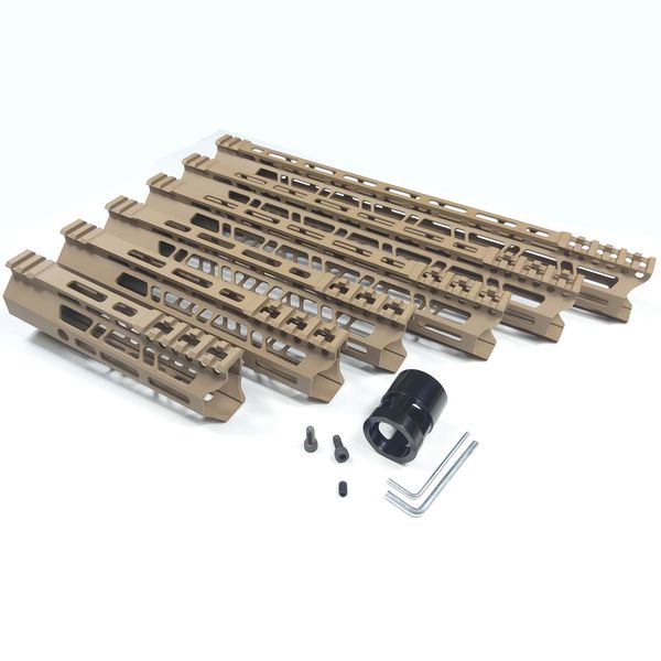 

7/9/10/12/13.5/15 inch lightweight clamp mount type m-lok handguards edge cnc chamfering for .223/5.56 tan color