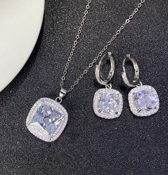 

charming women jewelry 18k white gold plated bling big cz stone earrings necklace set for girls women1917436, Golden;silver