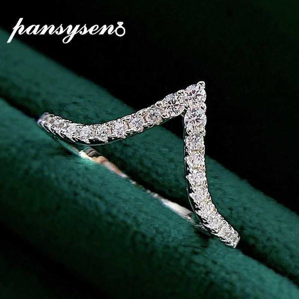 

band rings pansysen 100 925 sterling silver v shape simulated moissanite diamond gemstone personality wedding ring fine jewelry wholesale j2