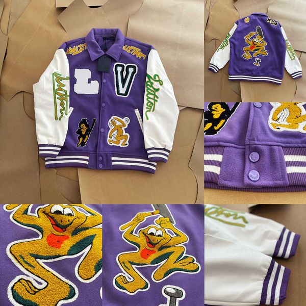 

flocking leather sleeves baseball coat uniform fashion jacket single breasted warm jackets couples women men varsity coats mens designer clo, Black;brown