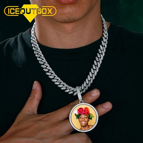 

necklaces 45mm round custom made p memory medallions solid pendant big bail men's hip hop jewelry necklace can fit with 20mm chain, Silver