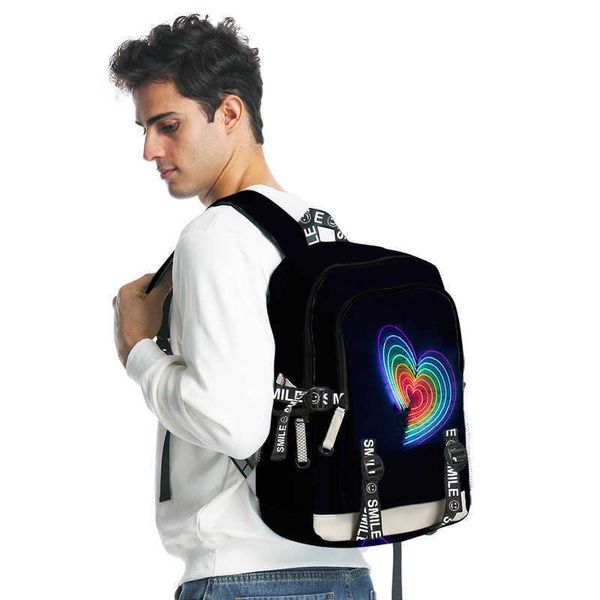 

rainbow color around the 3d digital printing travel trips large-capacity duffel bag 0522