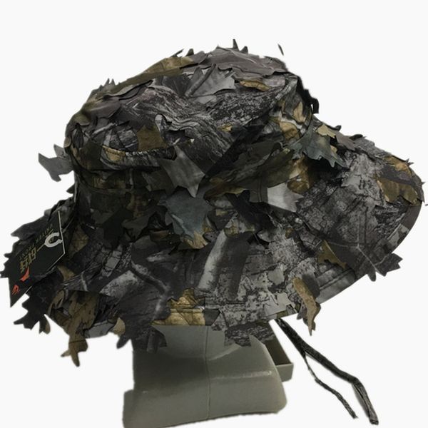 

outdoor hats camo effect 3d leaf casual quick drying hunting hat polyester tactical outdoor fishing flat hat sun protection boonie 230520, Black;white