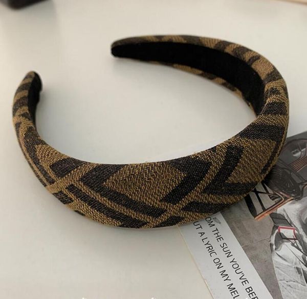

vintage brand designer letter printing headbands for women wide-brimmed thicken spring headbands headwrap cloth fabric headwear fashion stre, Silver