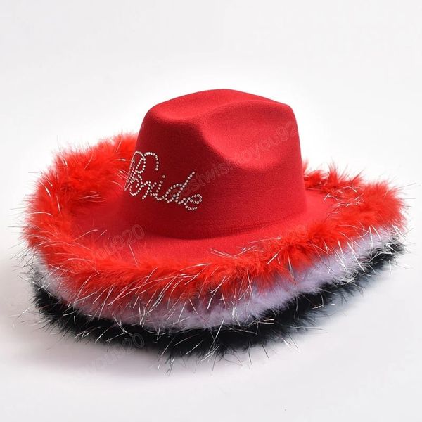 

cowgirl hats for women fashion sequin fluff western cowboy hats tiara feather felt jazz hat costume party play dress cap, Blue;gray