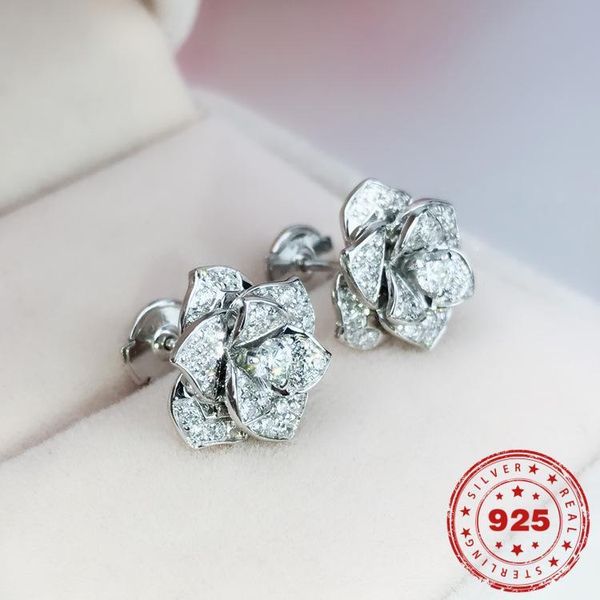 

stud real silver color 925 jewelry 1.5 carats natural diamond earring for women 14k gold bijoux femme orecchini stud earrings, Golden;silver