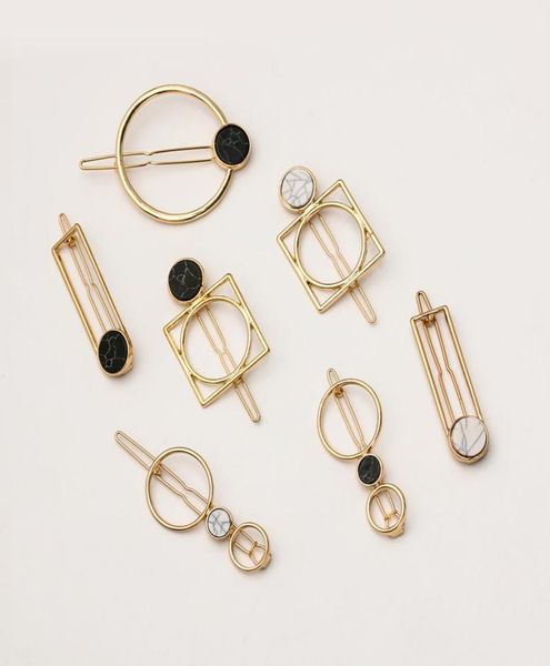

drop shipoing minimalism geometric metal hairpins round rectangle shape acrylic hair clips for women girls hair styling accessorie5891317, Slivery;white