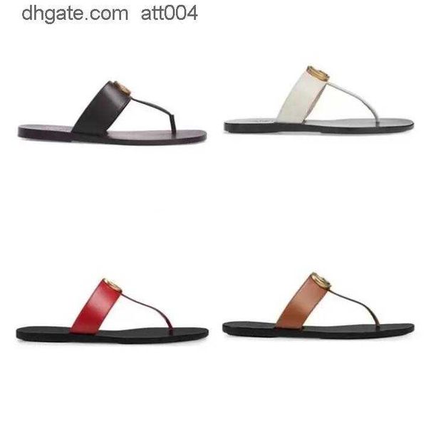 

wholesale summer brand designer women flip flops slipper fashion genuine leather slides sandals metal chain ladies casual shoes 35-45'&, Black