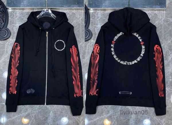 

designer hearts hoodies mens clothing womens heart hooded ch cross flower arm front printed horseshoe pocket zipper jackts coat black white