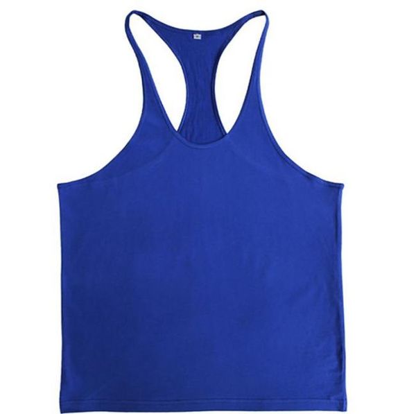 

1pcs men gym singlet stringer muscle tank fitness sport shirt y back racer mens fitness singlet sleeveless running t shirts6634624, Black;blue