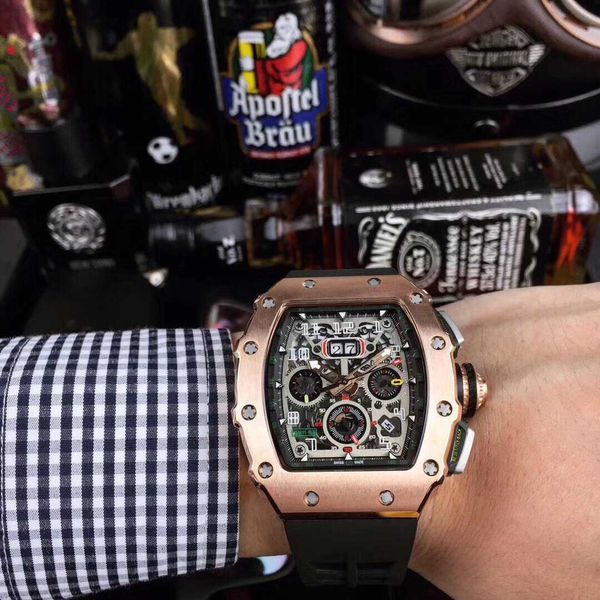 

2023 mens montre de luxe fully automatic movement watch rm50-03 luminous dial pointer 40x50x16mm deep waterproof stainless steel case watch, Slivery;brown