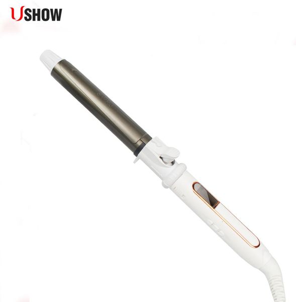 

curling irons ushow professional ceramic hair curler led digital temperature display iron roller curls wand waver fashion styling 9277745