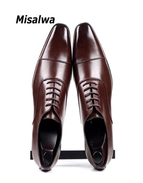 

misalwa captoe classic men dress shoes wingtip derby pu leather big size 3846 35cm heel elegant suit business formal oxfords 24019735, Black