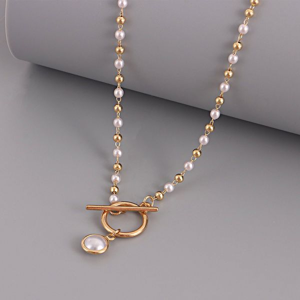 

necklaces designer simple pearl chain ot clasp necklace female fashion fairy style creative design female necklace luxury multi-element comb, Silver