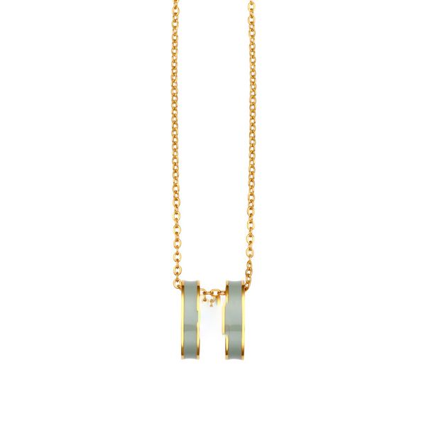 

Popular Design 4 Color Enamel Letter Pendant Necklace for Women Gift