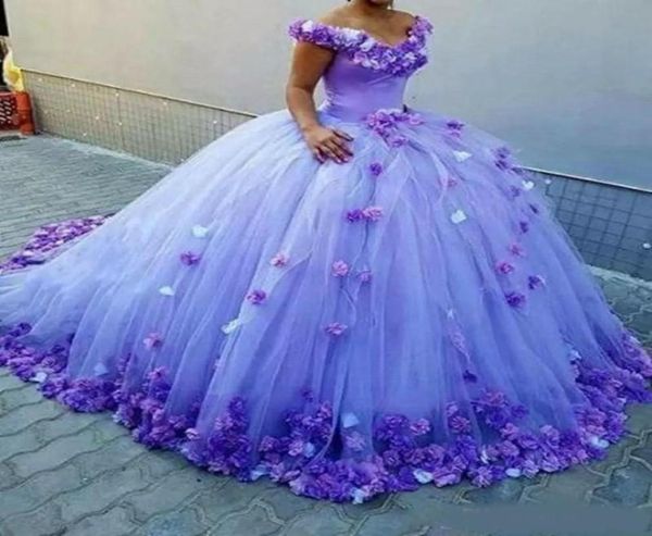 

purple quinceanera dresses with handmade flowers off the shoulder bridal dress long train lace up back formal vestidos ball gown p3169239, Blue;red
