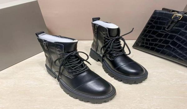 

doc martens boots girls english style thick sole winter soft sole mid tube zipper2151519, Black