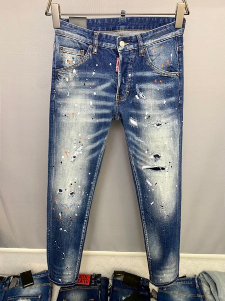 

new fashion dsquared2 dsq2 d2 icon brand european italy men's slim dsq jeans pants mens denim trousers zipper blue hole pencil pants je