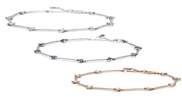 

925 sterling silver sparkling star charms diamond bracelets with box fit pandora european girl lady beads jewelry bangle real brac1067338, Golden;silver