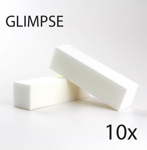 

whole glimpse 10pcs white nail file buffer block good quality buffing sanding files pedicure manicure care for salon3959284
