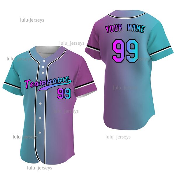 

customized multi color gradient baseball jersey purple shirts for kids plus size new style, Blue;black